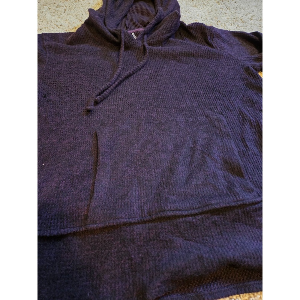 44 Degrees North Women's Large Deep Purple Soft Waffle Knit Long Sleeve Hoodie - Picture 3 of 4